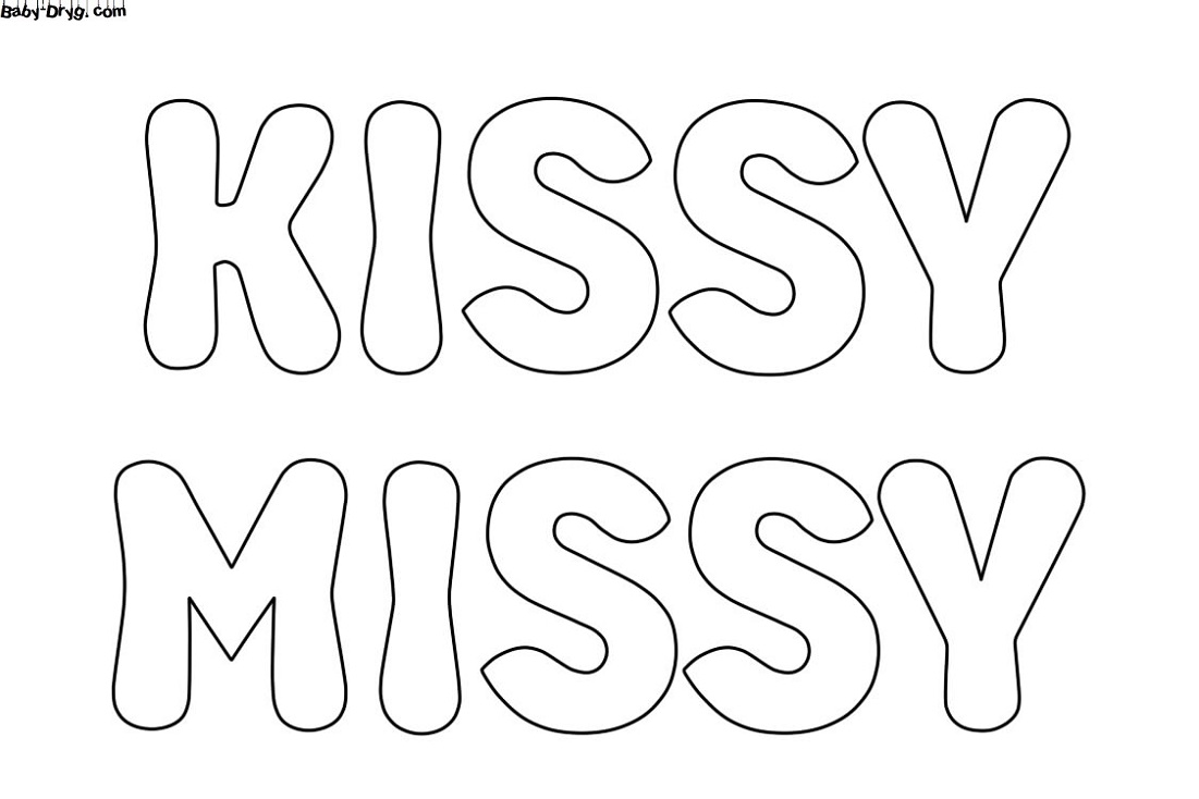 Раскраска Логотипа Кисси Мисси | Распечатать Раскраска Кисси Мисси / Kissy Missy