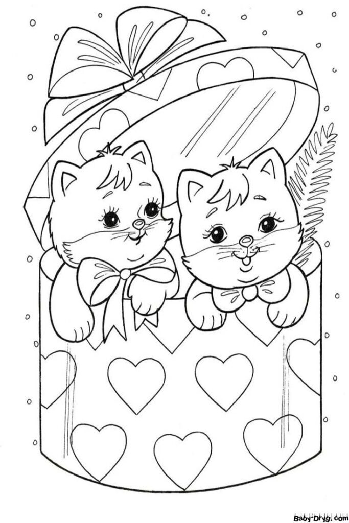 Раскраска Милые Новогодние Котики | Распечатать Раскраска Новогодний Кролик 2023