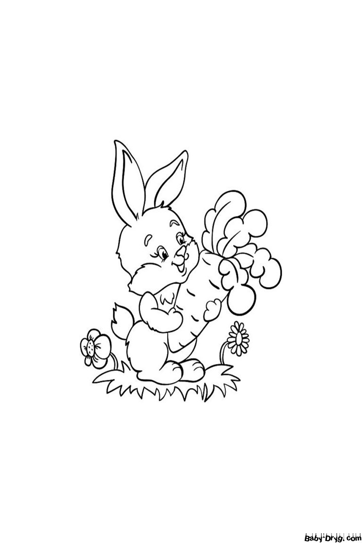 Рисунок кролика на новый год карандашом | Распечатать Раскраска Новогодний Кролик 2023