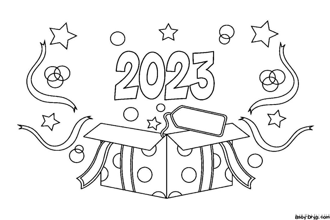 Шаблон цифр 2023 | Распечатать Раскраска Новогодний Кролик 2023