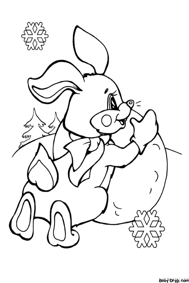 Символ года кролик картинка | Распечатать Раскраска Новогодний Кролик 2023
