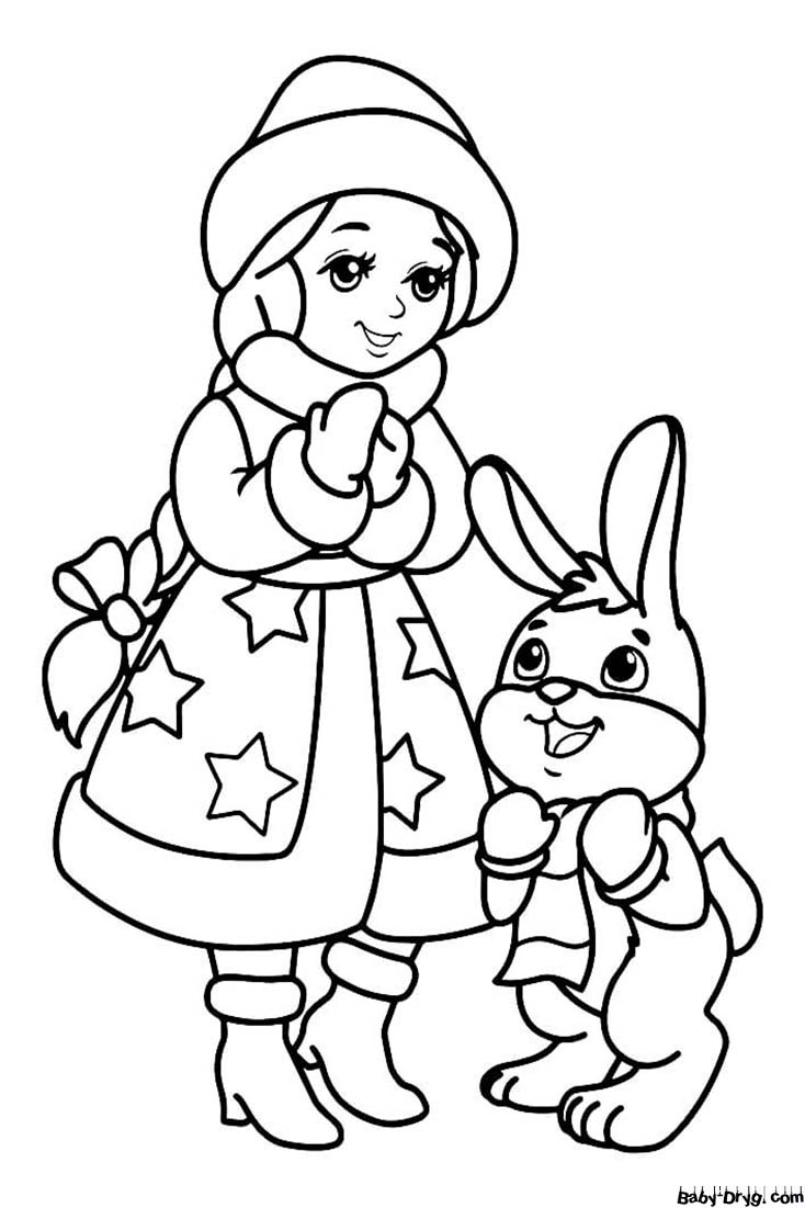Символ Нового Года Кролик рисунок | Распечатать Раскраска Новогодний Кролик 2023