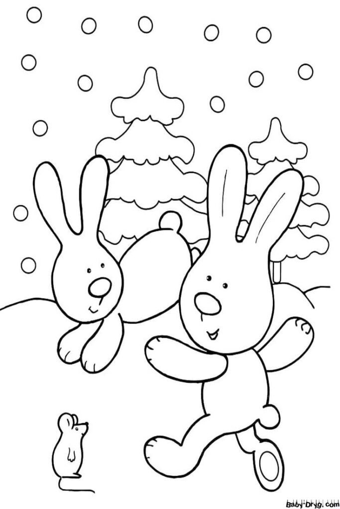 Скачать картинку Год Кролика | Распечатать Раскраска Новогодний Кролик 2023