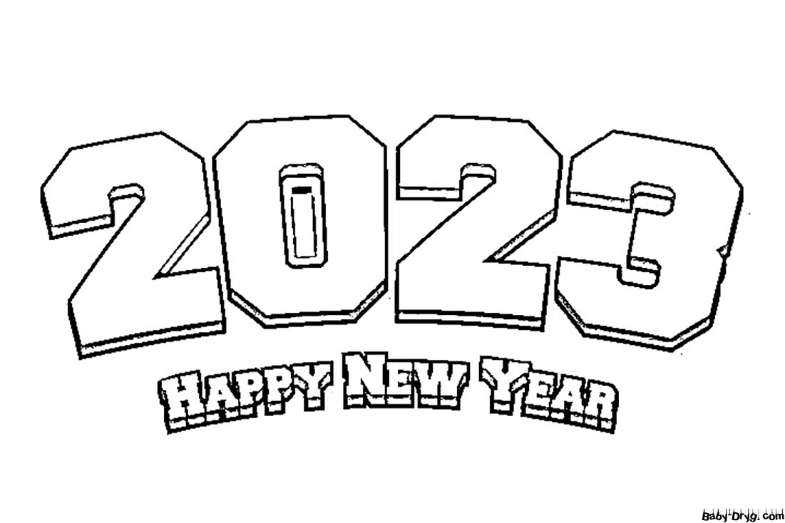 Цифры С Новым 2023 годом | Распечатать Раскраска Новогодний Кролик 2023