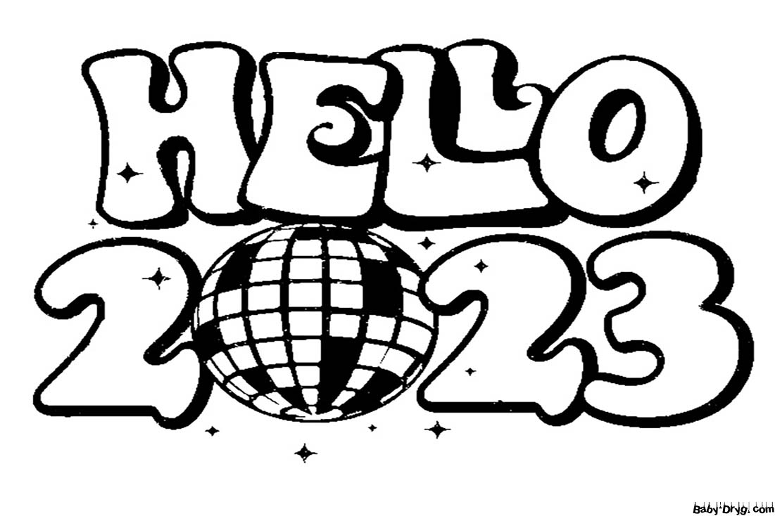 Hello 2023 | Распечатать Раскраска Новогодний Кролик 2023