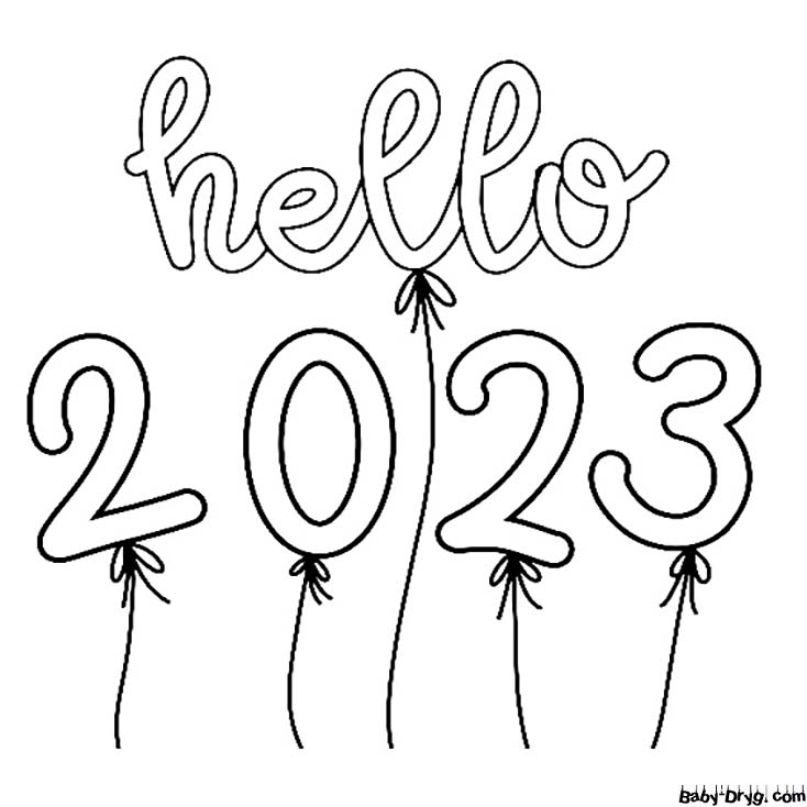 Привет 2023 для детей | Распечатать Раскраска Новогодний Кролик 2023