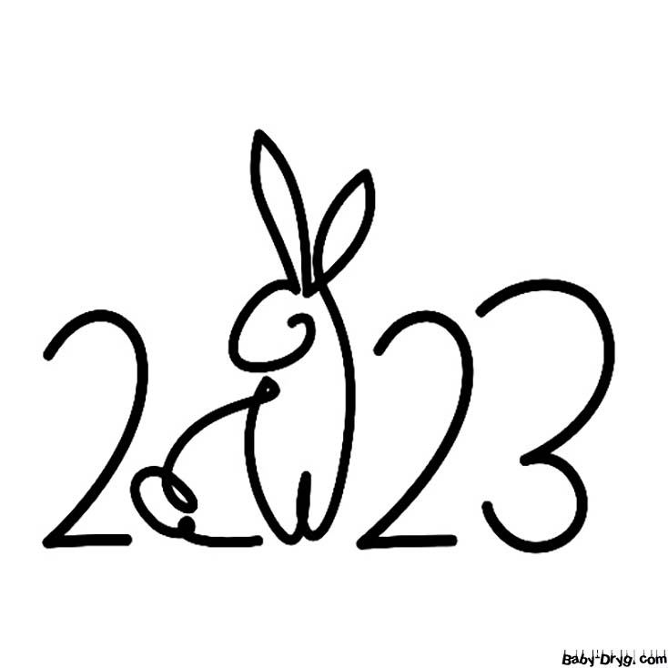 Раскраска Новый Год к нам мчится | Распечатать Раскраска Новогодний Кролик 2023