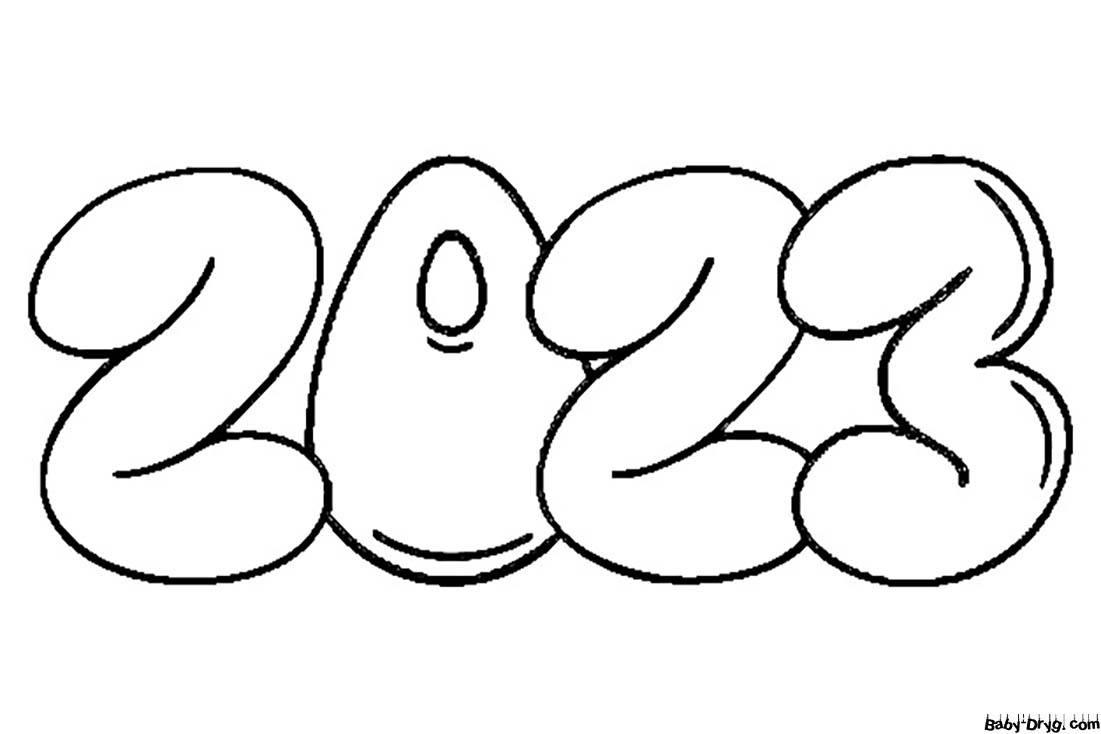 Раскраска распечатать цифры 2023 год | Распечатать Раскраска Новогодний Кролик 2023