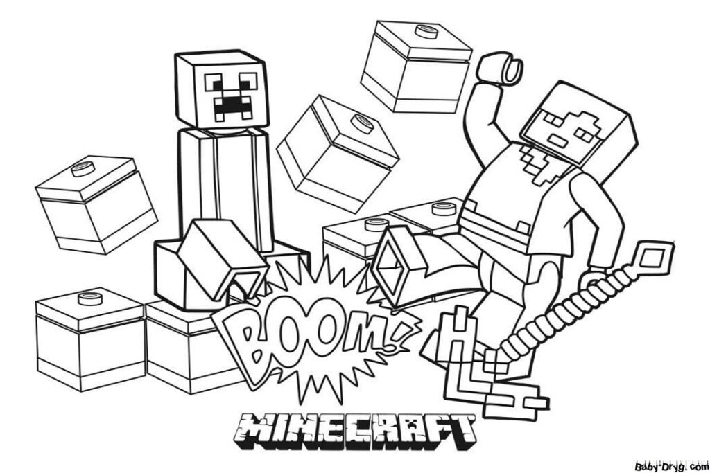 Раскраска А4 YES Minecraft, 12 страниц