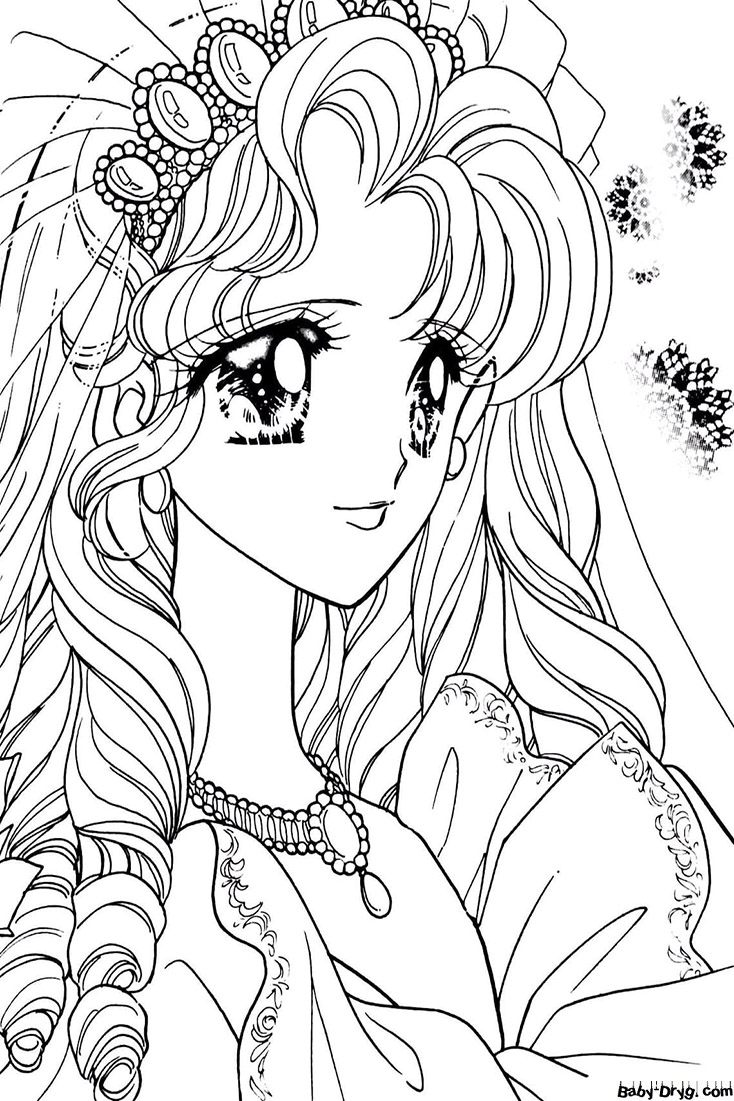 Раскраска Аниме принцесса | Распечатать Раскраску Принцесс