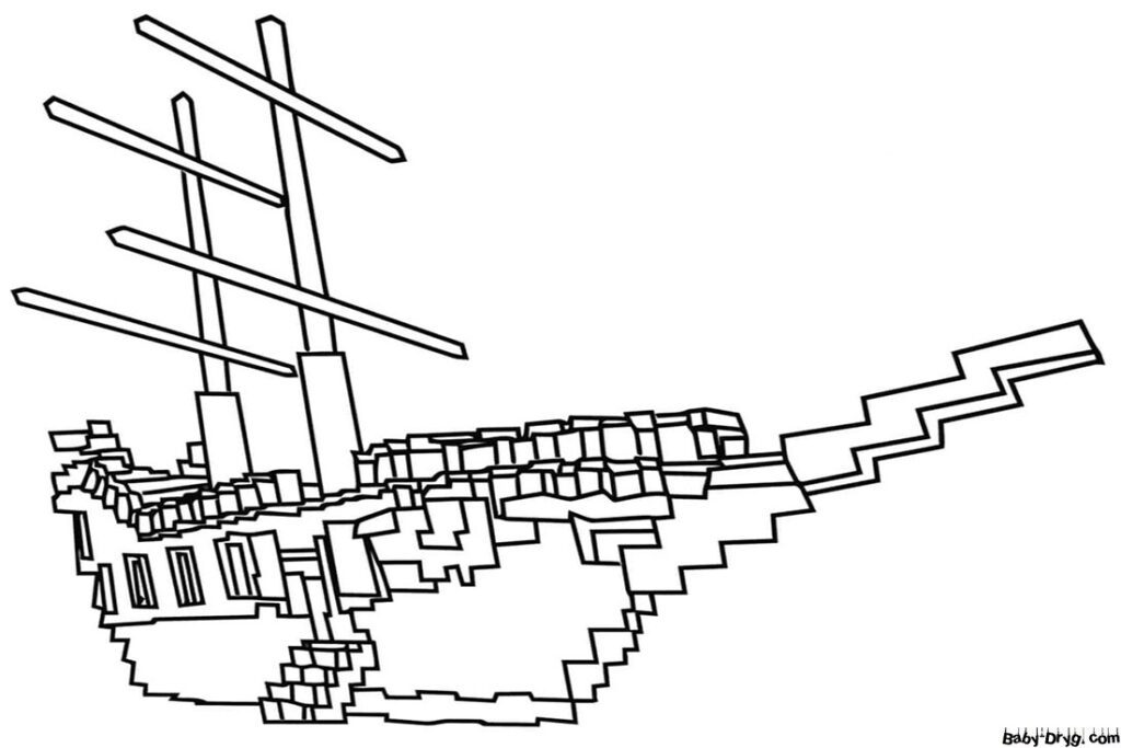 Раскраска Корабль Майнкрафт | Раскраски Майнкрафт