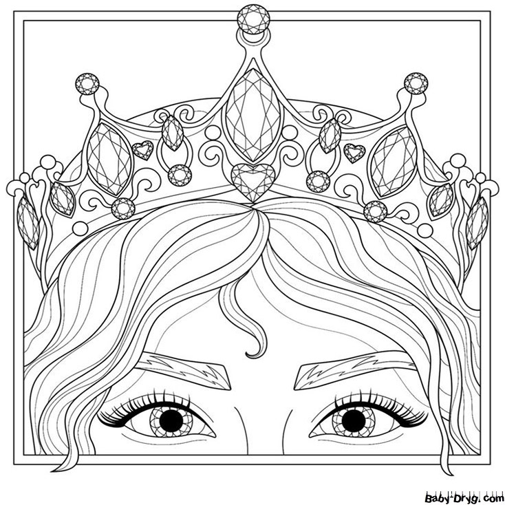 Раскраска Корона Принцессы | Распечатать Раскраску Принцесс