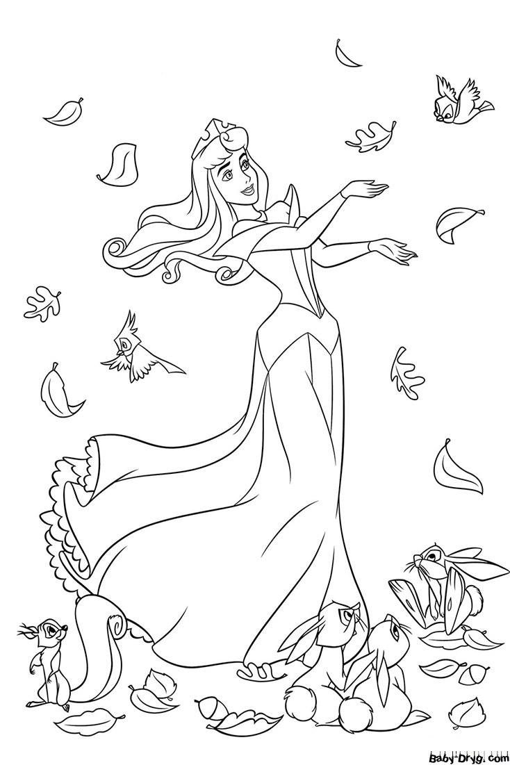 Раскраска Принцесса Аврора | Распечатать Раскраску Принцесс