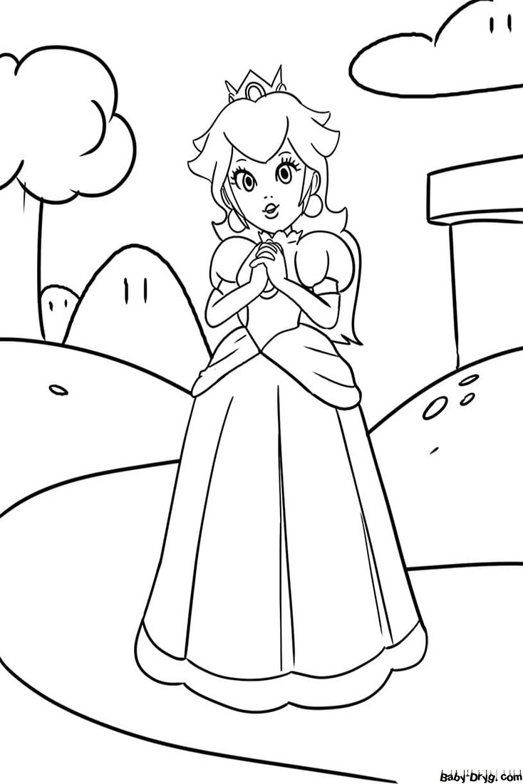 Раскраска Принцесса Пич из Марио | Раскраски Принцесс