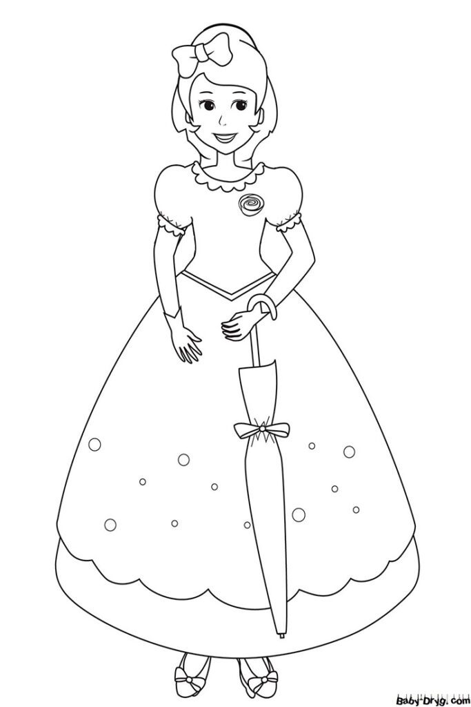 Раскраска Принцесса с зонтиком | Раскраски Принцесс