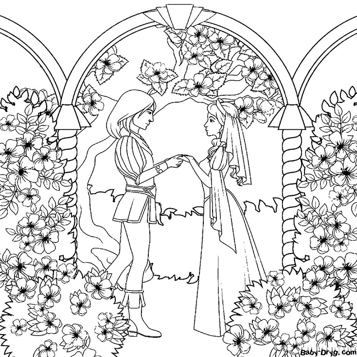 Раскраска Свадьба принцессы | Распечатать Раскраску Принцесс