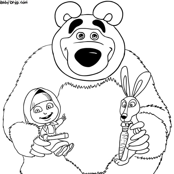 Детская Раскраска Маша и Медведь | Раскраски Маша и Медведь