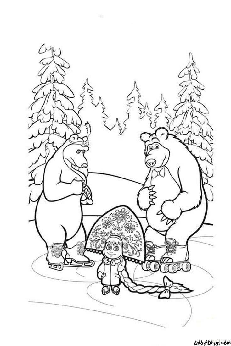 Маша и Медведь новые | Распечатать Раскраску Маша и Медведь