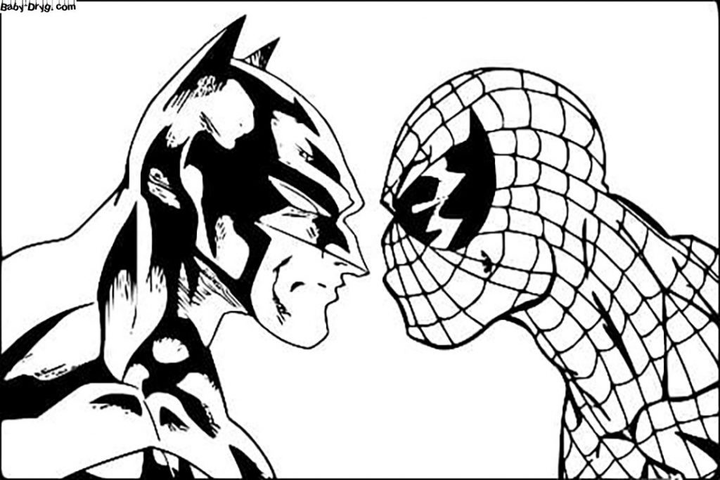 Раскраска Бэтмен и Человек-Паук | Раскраски Человек Паук