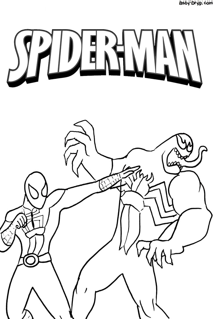 Раскраска Человек-Паук против Венома | Раскраски Человек Паук