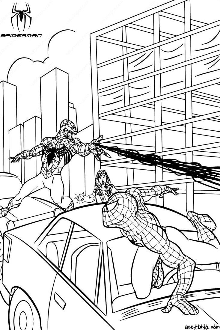 Раскраска Веном напал на Человека-Паука | Раскраски Человек Паук
