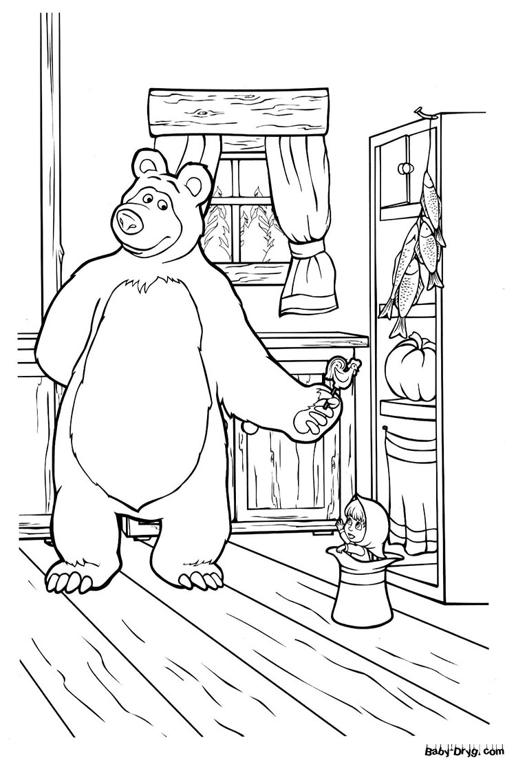 Рисунок для срисовки Маша и Медведь | Раскраски Маша и Медведь