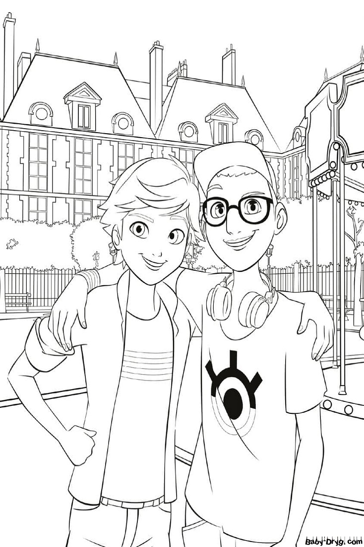 Adrieini and Nino at the amusement park | Coloring Ladybug and Cat Noir