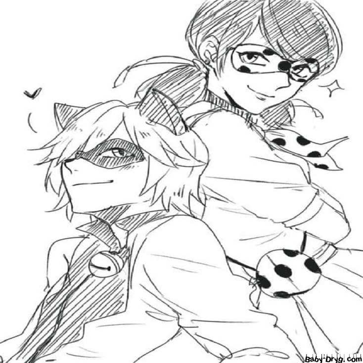 Coloring Adrian and Marinette | Coloring Ladybug and Cat Noir