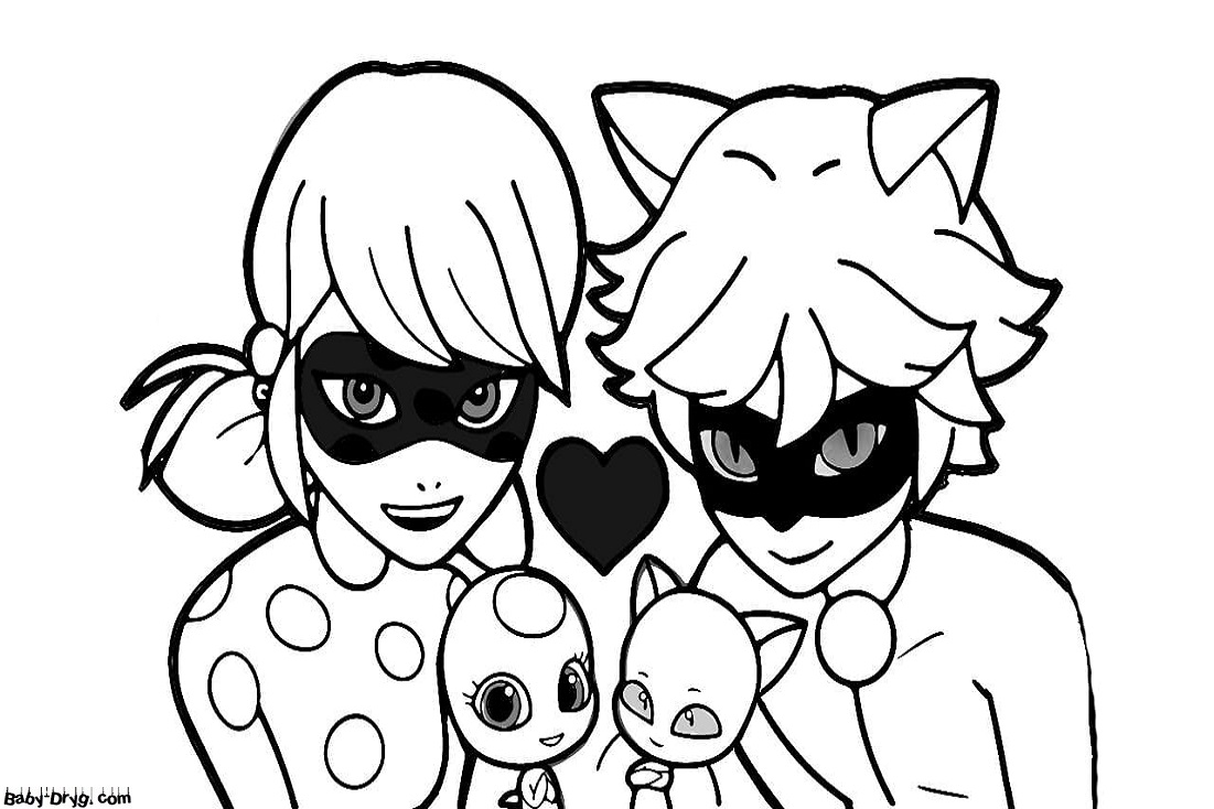 Coloring Cute Couples | Coloring Ladybug and Cat Noir
