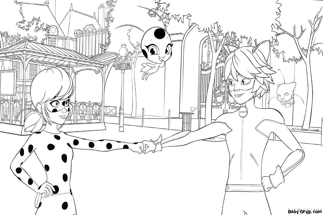 Coloring Ladybug and Cat Noir | Coloring Ladybug and Cat Noir