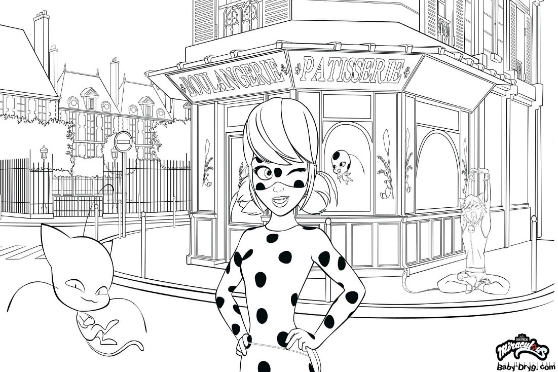 Coloring Ladybug winks | Coloring Ladybug and Cat Noir