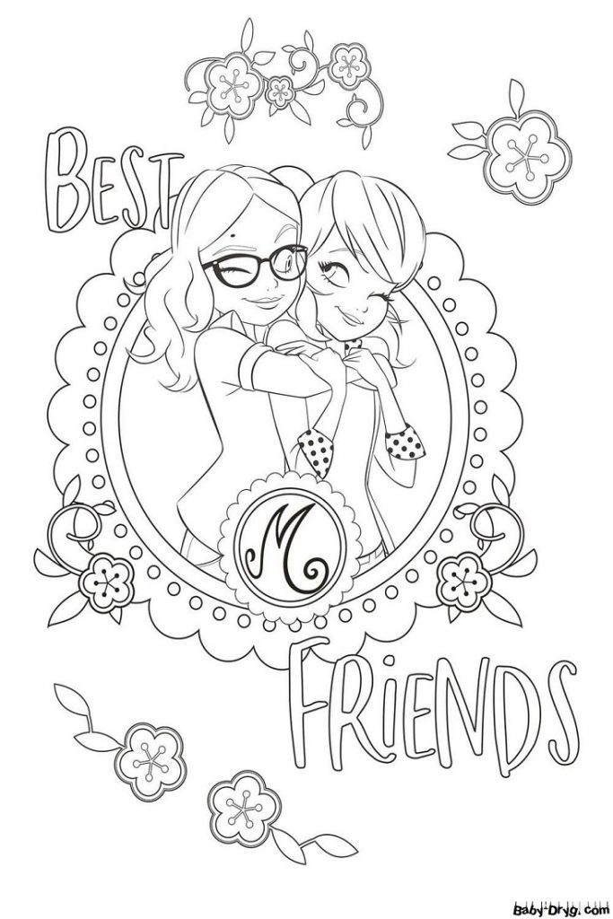 Coloring page Best girlfriends | Coloring Ladybug and Cat Noir