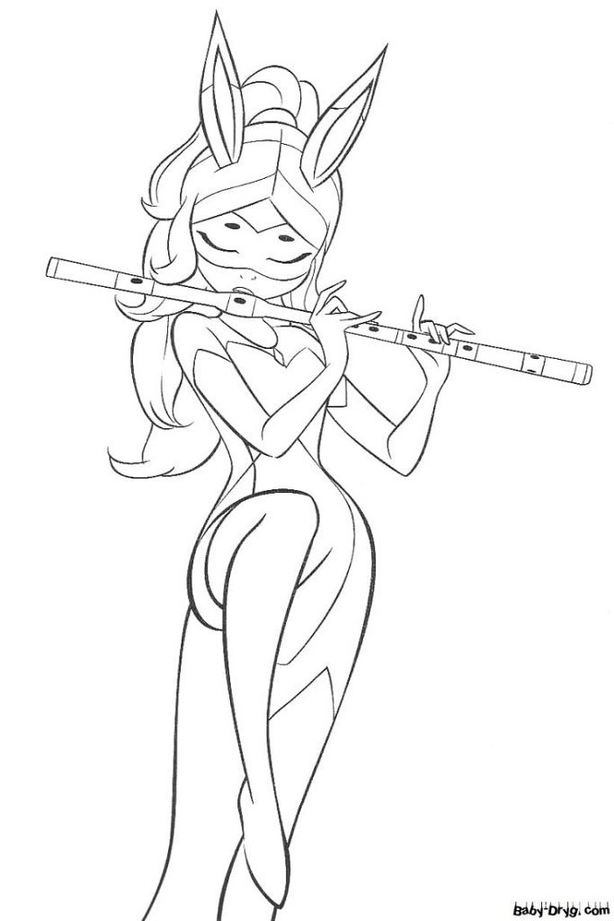 Coloring Rena Rouge plays the flute | Coloring Ladybug and Cat Noir