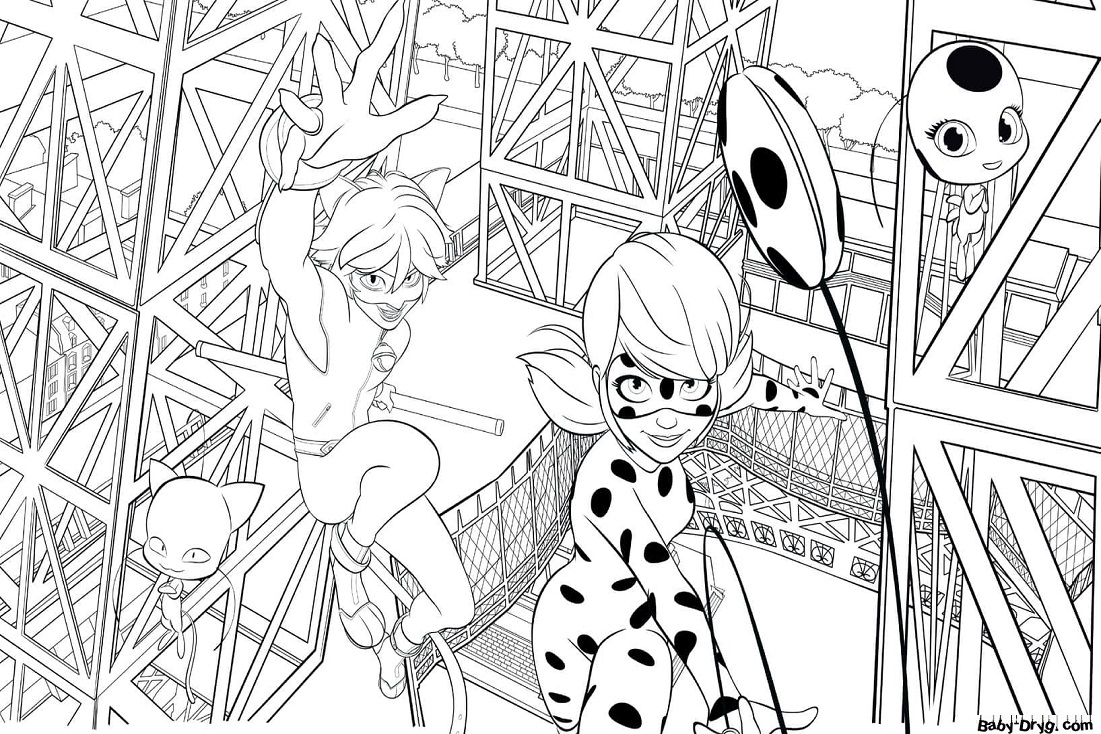 Coloring Superheroes and Kwami | Coloring Ladybug and Cat Noir