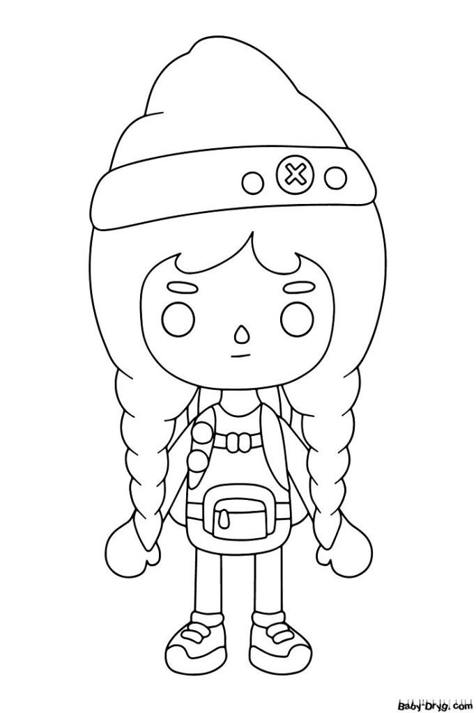 Coloring Toca Boca girl in a hat with pigtails | Coloring Toca Boca