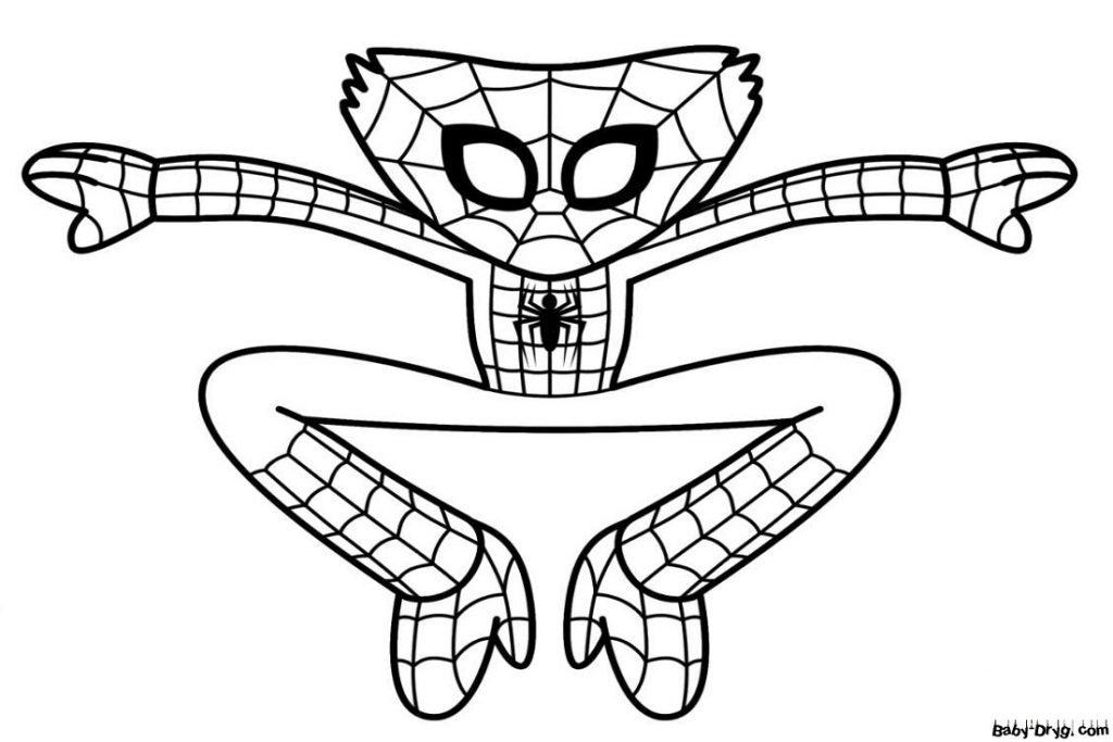 Huggy Wuggy Spider-Man Coloring Page | Coloring Huggy Wuggy
