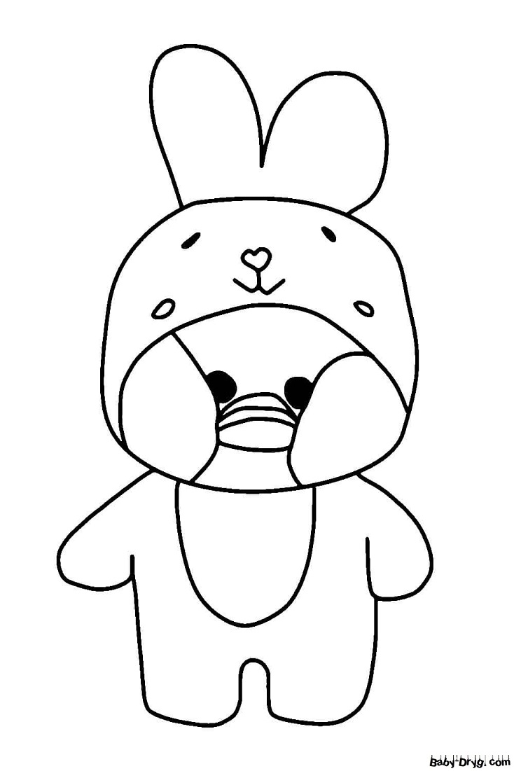 Lalafanfan Duck in a bunny suit | Coloring Lalafanfan Duck