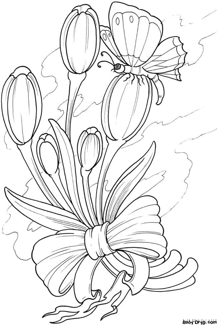 Раскраска Красивые майские тюльпаны | Раскраски 1 Мая