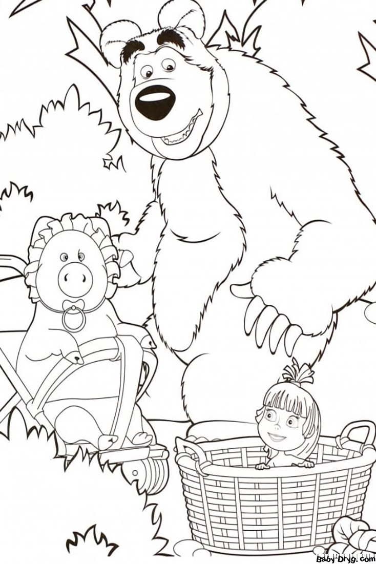 A high quality picture of Masha and the Bear | Coloring Masha and the Bear