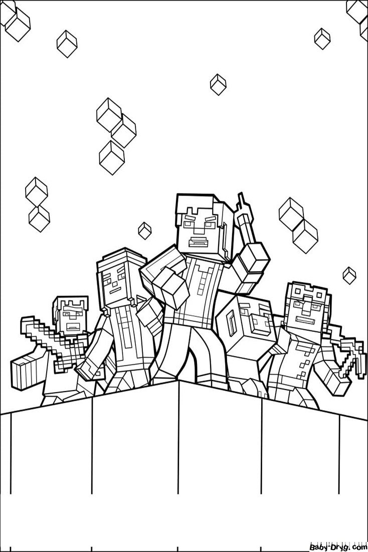 A white picture of Minecraft | Coloring Minecraft printout