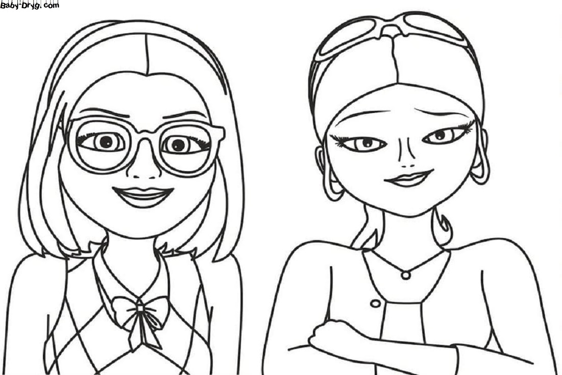 Coloring page Alya and Chloe | Coloring Ladybug and Cat Noir