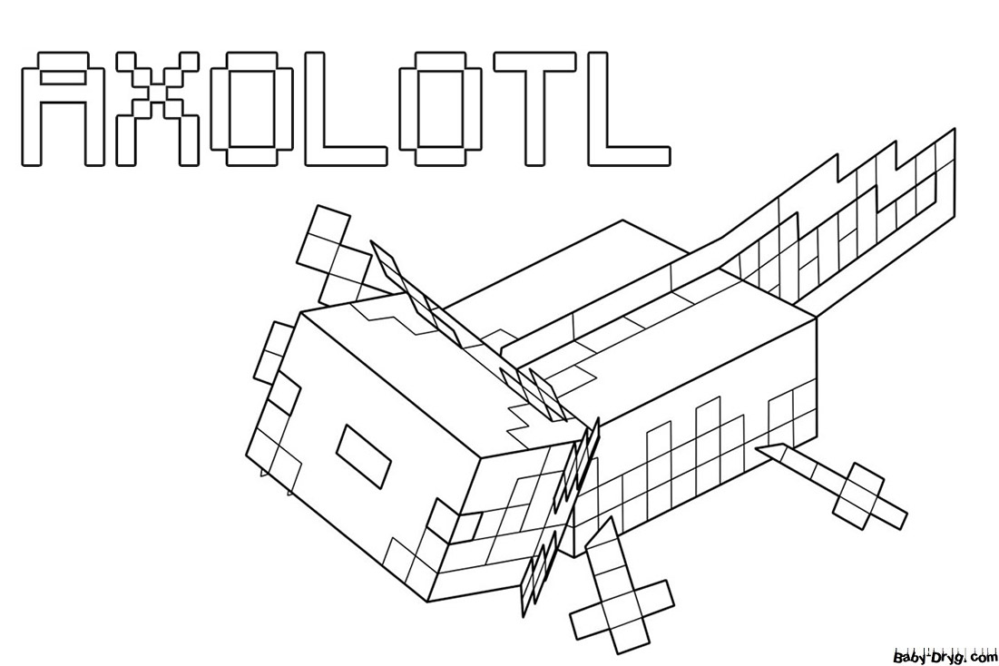 Coloring page Axolotl | Coloring Minecraft printout