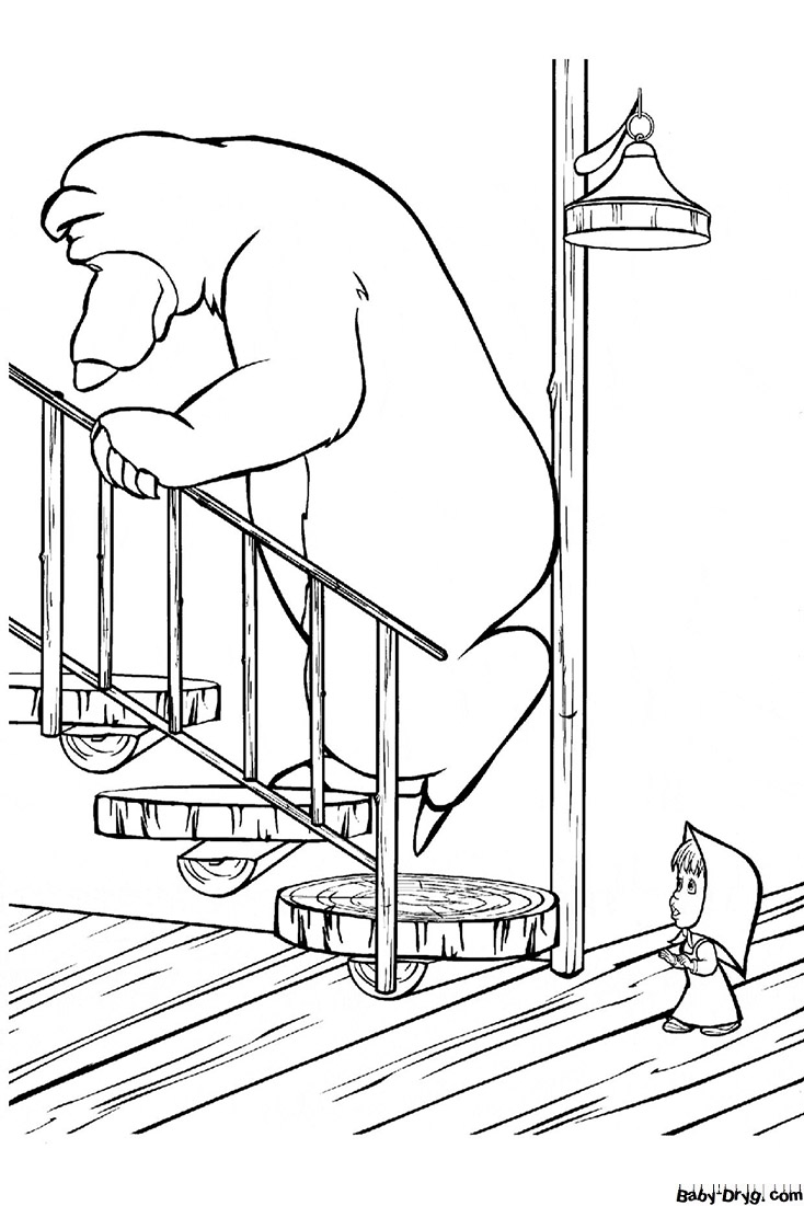 Coloring page Bear going to sleep | Coloring Masha and the Bear