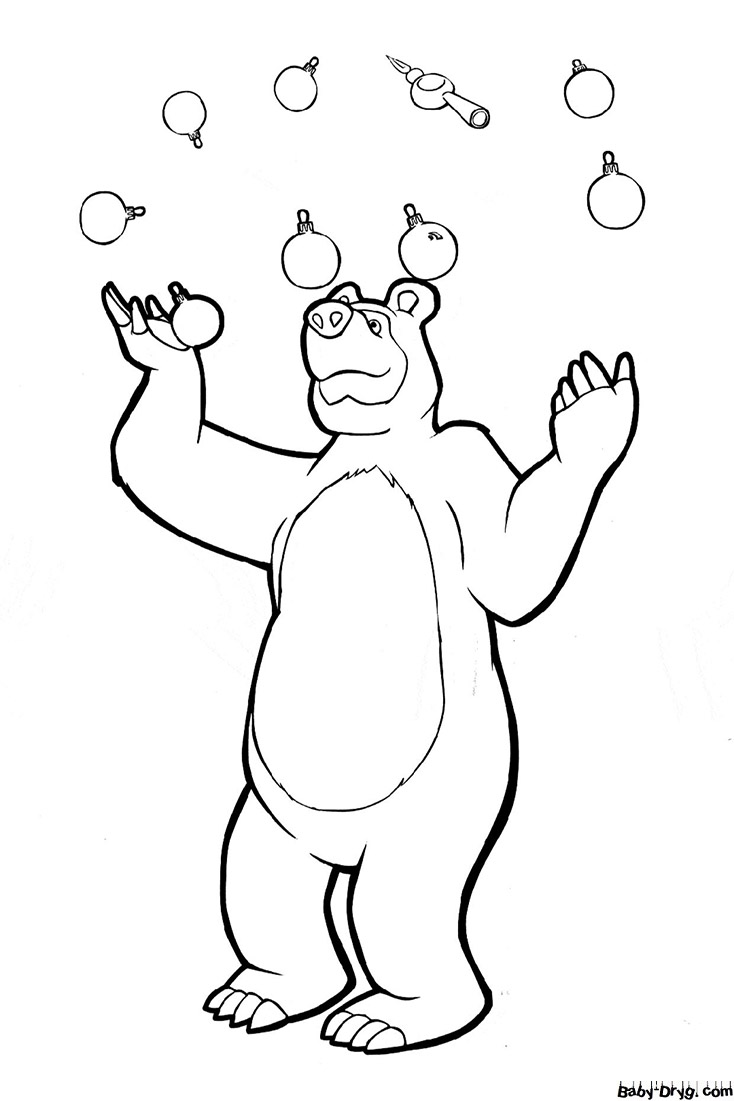 Coloring page Bear juggling | Coloring Masha and the Bear