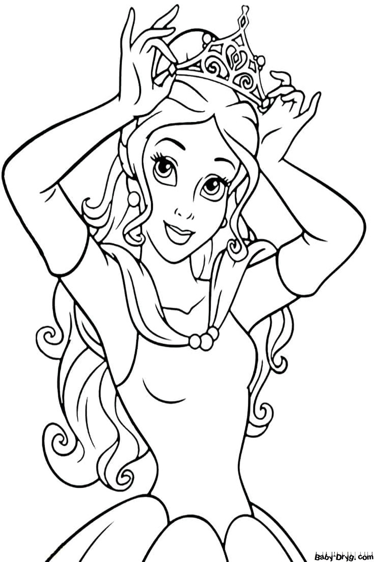 Coloring page Belle with a crown | Coloring Princess