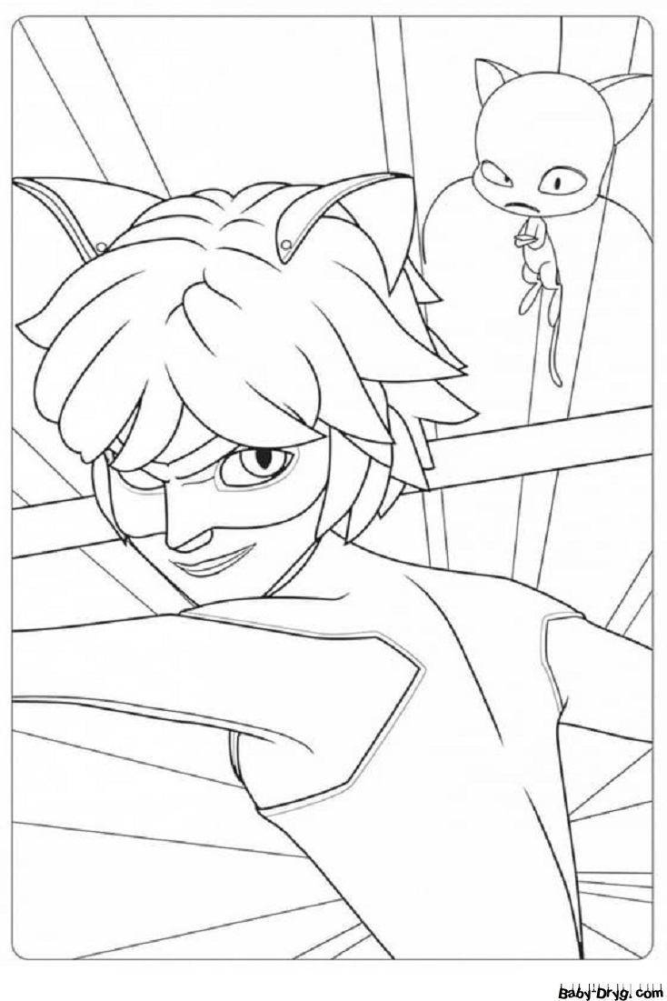 Coloring page Cat Noir and Plag | Coloring Ladybug and Cat Noir