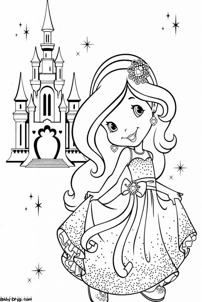Coloring page Charlotte walks near the castle | Coloring Princess