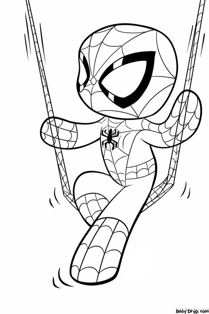 Coloring page Chibi Spider-Man | Coloring Spider-Man
