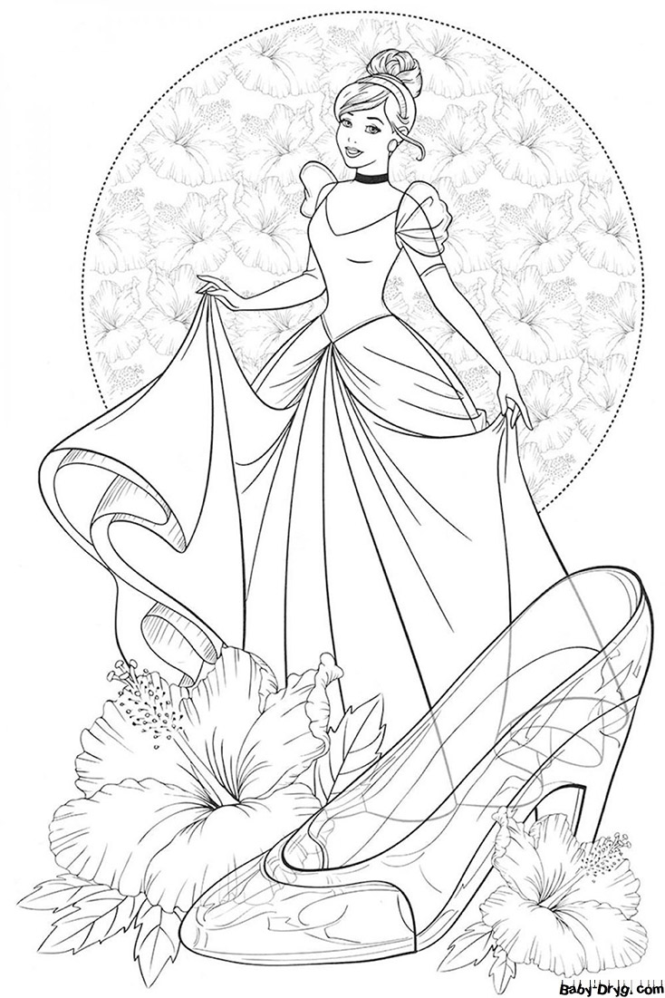 Coloring page Cinderella and the Crystal Slipper | Coloring Princess