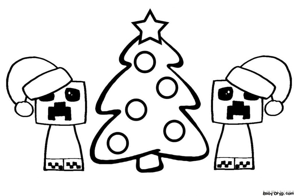 Coloring page Creepers for New Year | Coloring Minecraft
